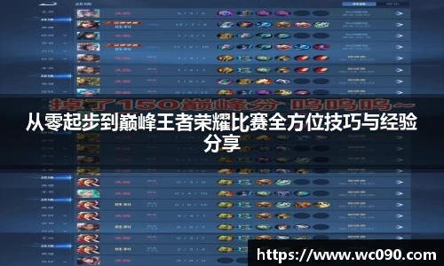 从零起步到巅峰王者荣耀比赛全方位技巧与经验分享