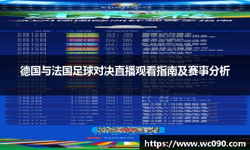 德国与法国足球对决直播观看指南及赛事分析