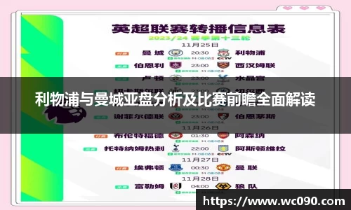 利物浦与曼城亚盘分析及比赛前瞻全面解读